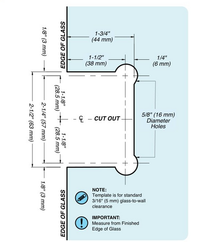 P1N037 Standard Wall Mount Hinge - Full Back Plate - Matte Black